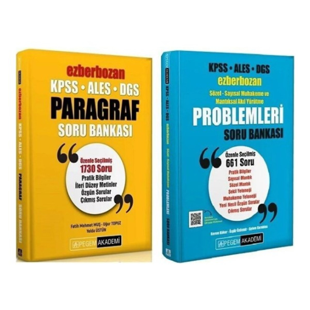Pegem Yayınları Pegem Akademi Yayıncılık Pegem KPSS Ales Dgs Paragraf ve Problemler Ezberbozan Soru 2 Li Kazandıran Set KPSS Fiyatı