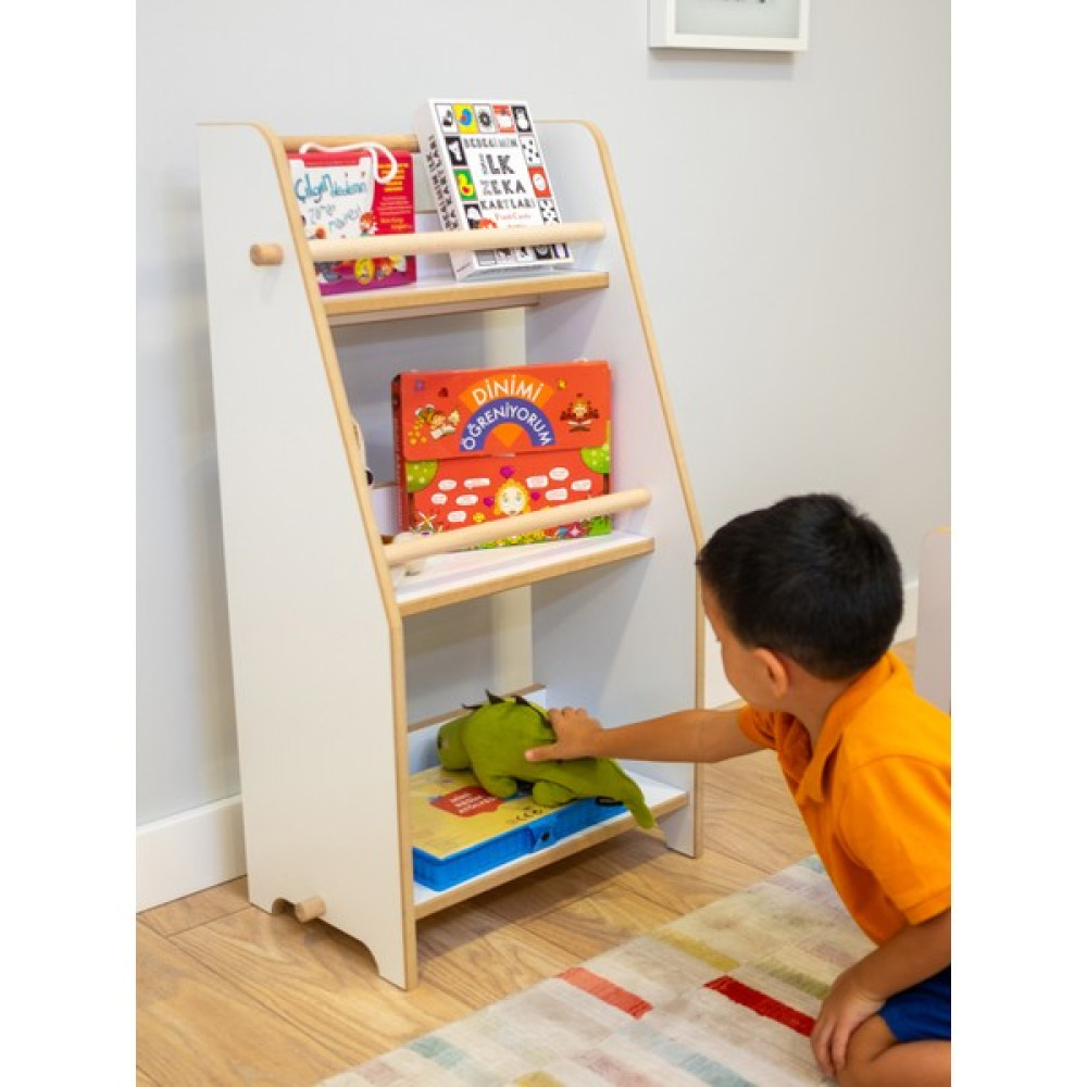 Peka Montessori Çocuk Odası Eğitici Kitaplı 54 cm - Beyaz Kitaplık Fiyatı