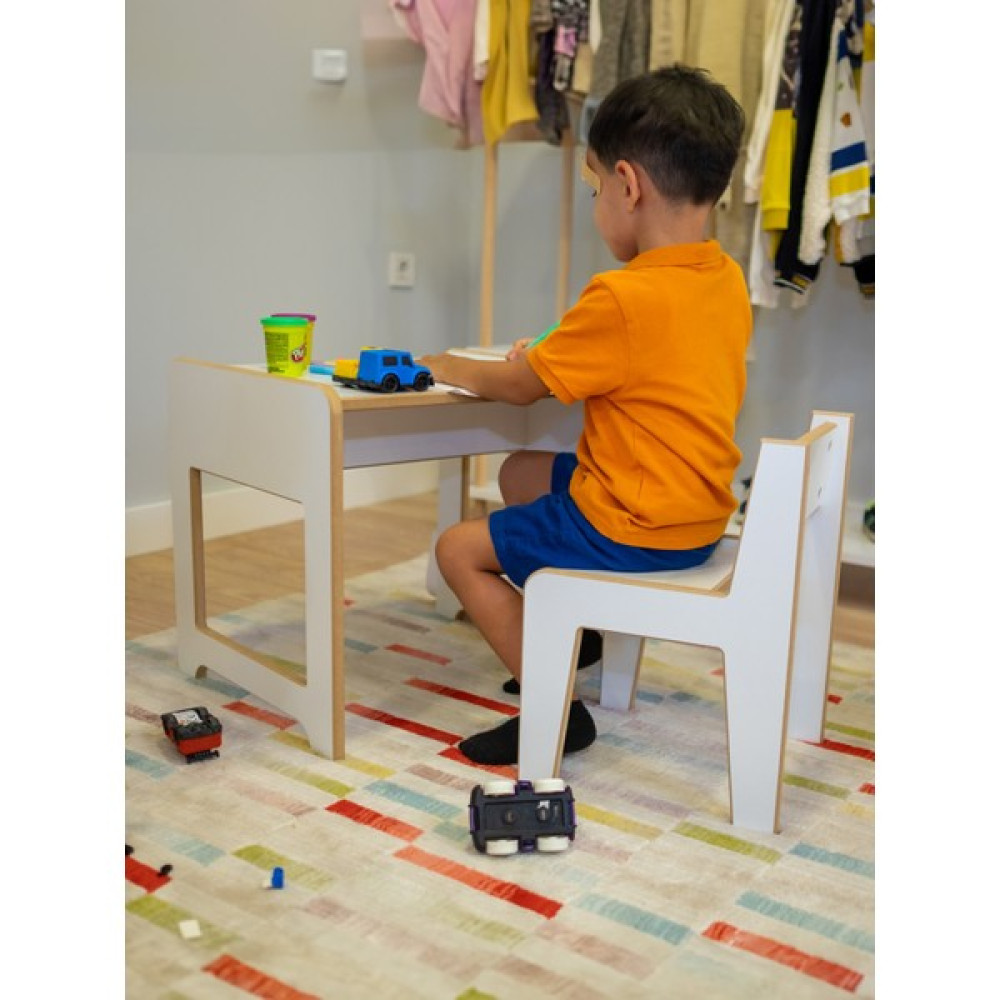 Peka Montessori Çocuk Oyun ve Aktivite Masası ve Sandalye - Beyaz Bebek Odası Tekstili Fiyatı