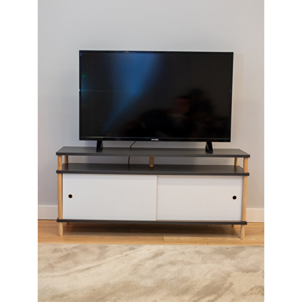 Peka Tv Ünitesi Ahşap Ayaklı Televizyon Sehpası Sürgü Kapaklı Modern Mobilya-120 cm Antrasit Tv Ünitesi / Sehpası Fiyatı