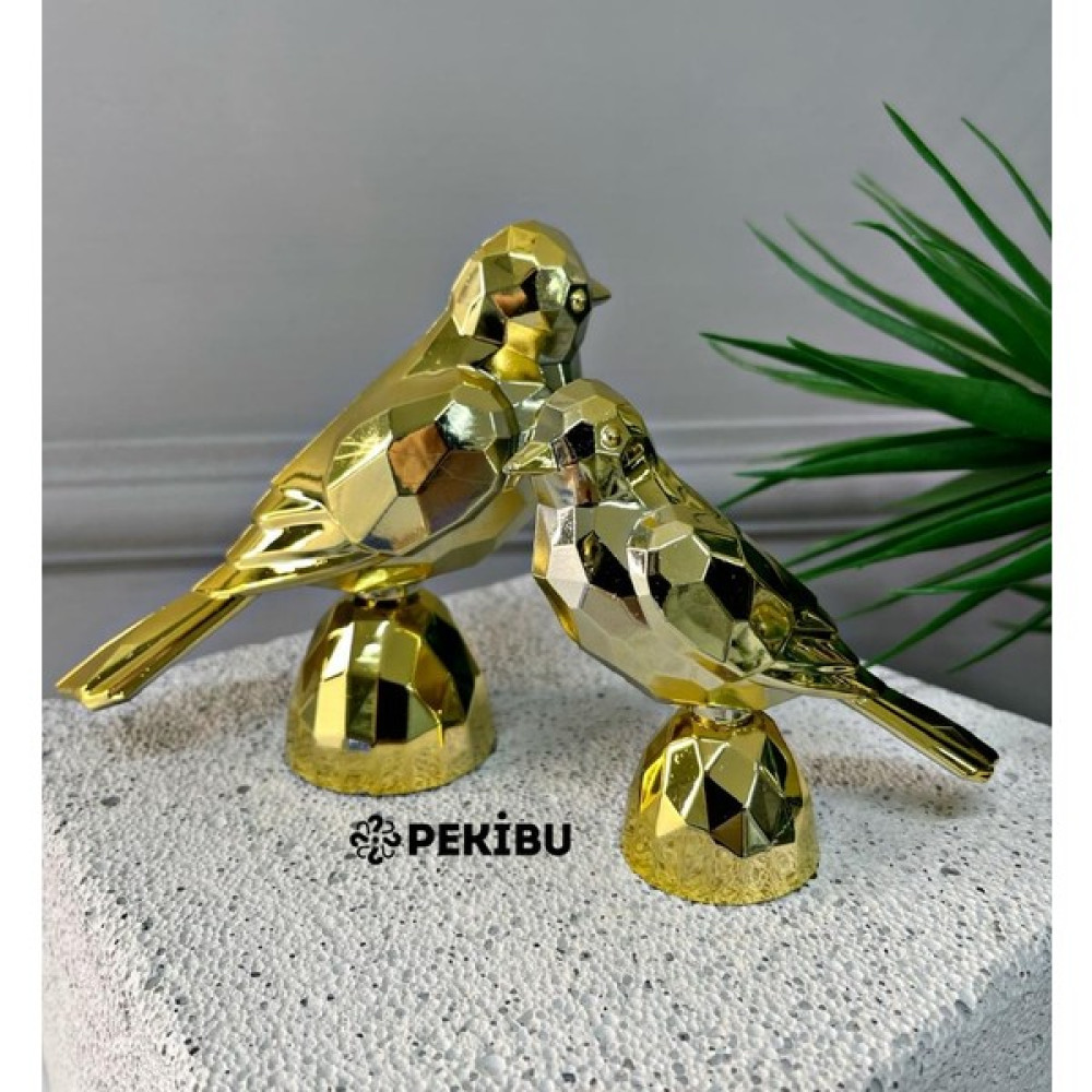Peki Bu 2’li Akrilik Kuş Dekor Gold Biblo Fiyatı