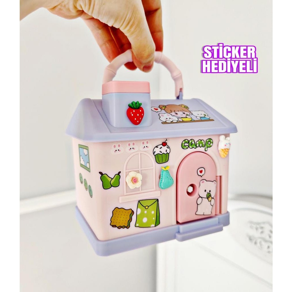 Pekibu Ev Tasarım Çocuk Kumbara Kilitli Pembe Renk (Sticker Hediyeli) Kumbara Fiyatı