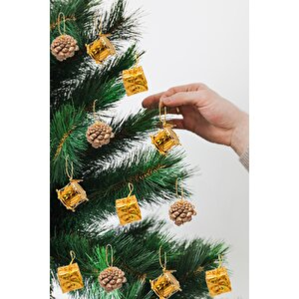 Pekshop 12'li Gold Kozalak Hediye Paketi Davul Şekilli Minik 3cm Yılbaşı Ağaç Süsleri Yaş Günü & Parti Fiyatı