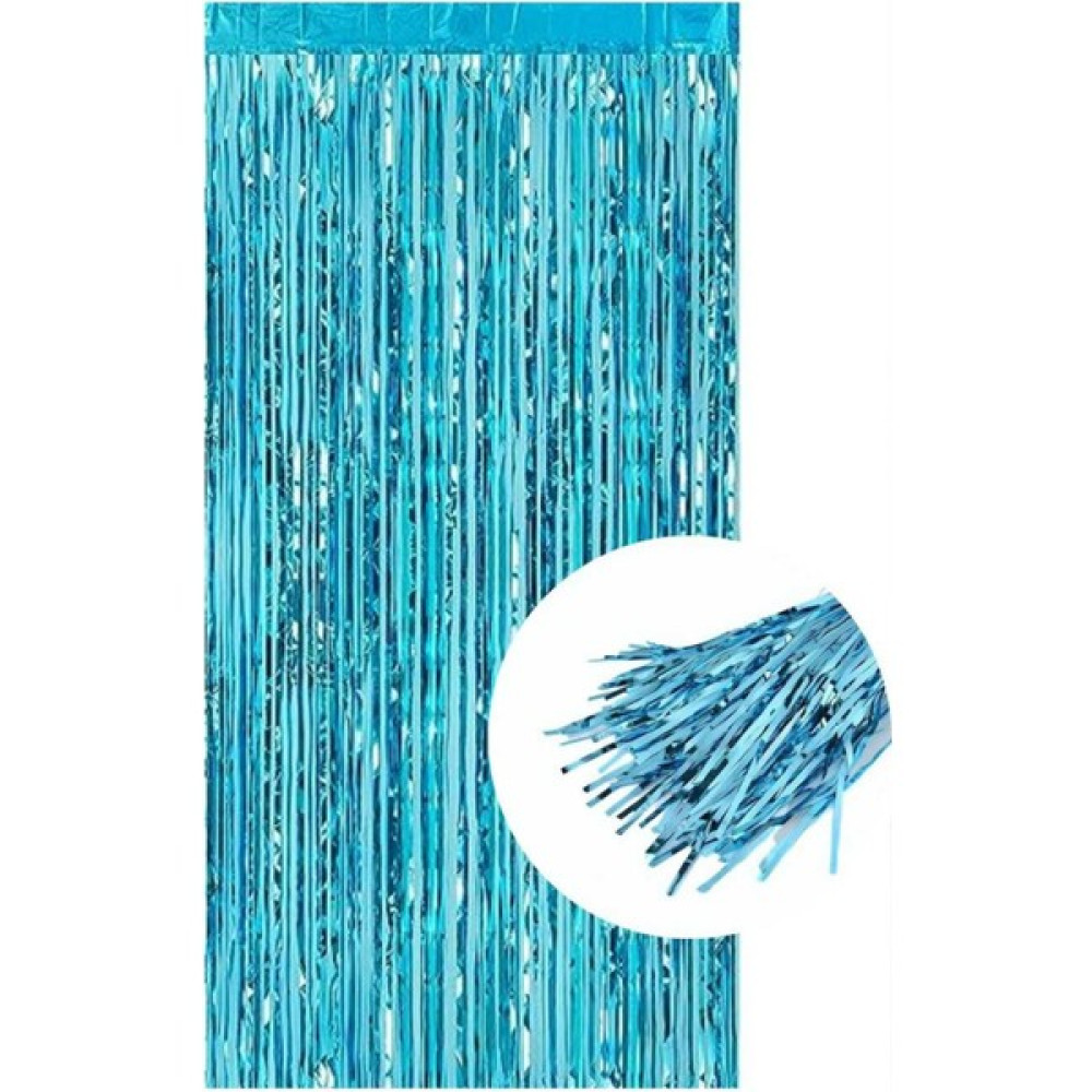 Pekshop Fon Perde Kapı Perdesi Metalik Açık Mavisi Renkli Arka Fon Süs Parti Fonu - 100 x 220 cm - Bakır Fon Perde Fiyatı