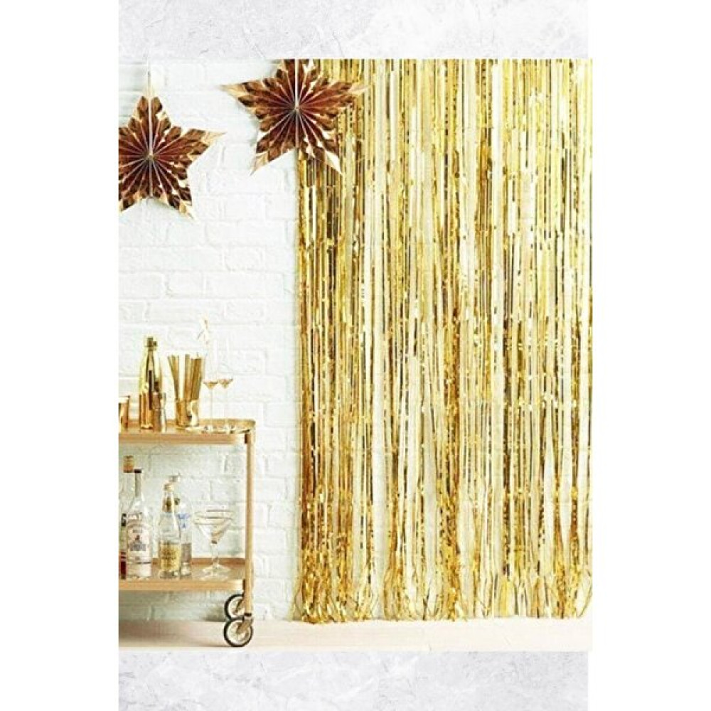 Pekshop Metalize Fon Perde Kapı Perdesi Gold Arka Fon Süs - 100 x 220 cm - Bakır Fon Perde Fiyatı