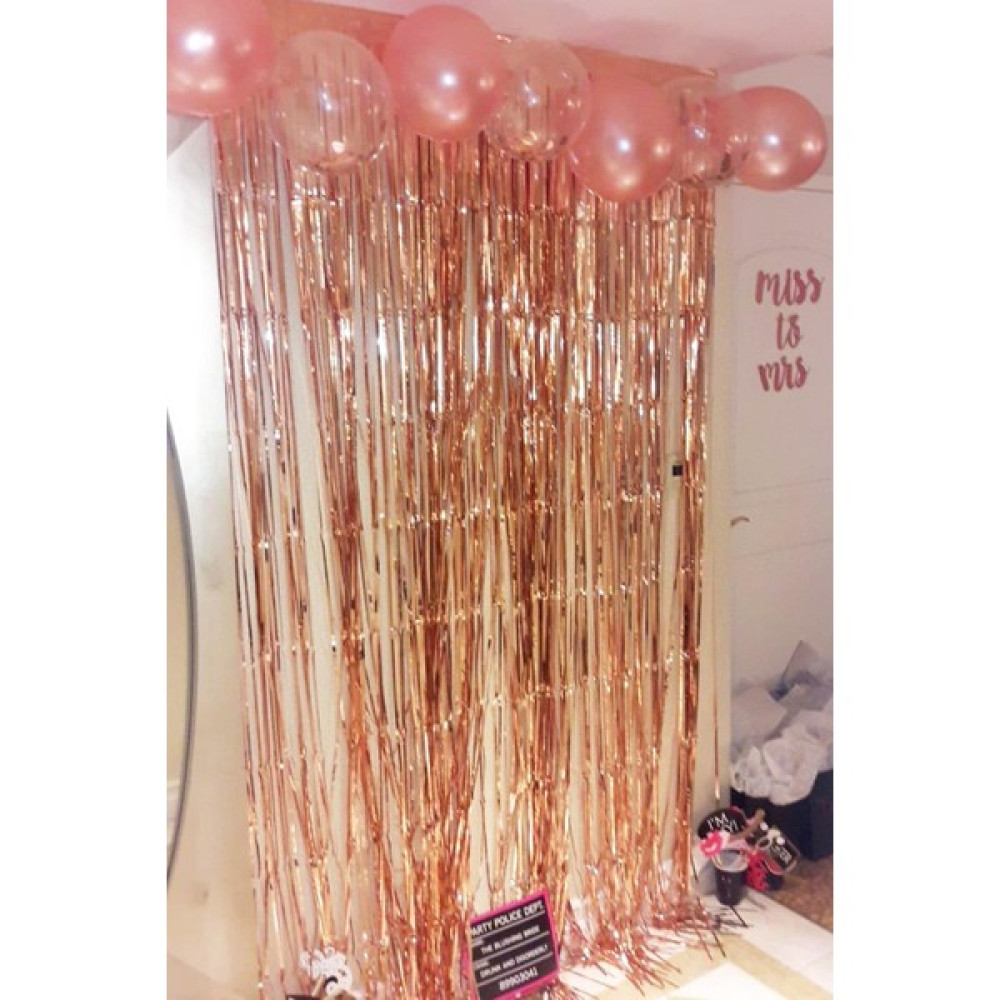 Pekshop Metalize Fon Perde Kapı Perdesi Rose Gold Arka Fon Süs - 100 x 220 cm - Bakır Fon Perde Fiyatı