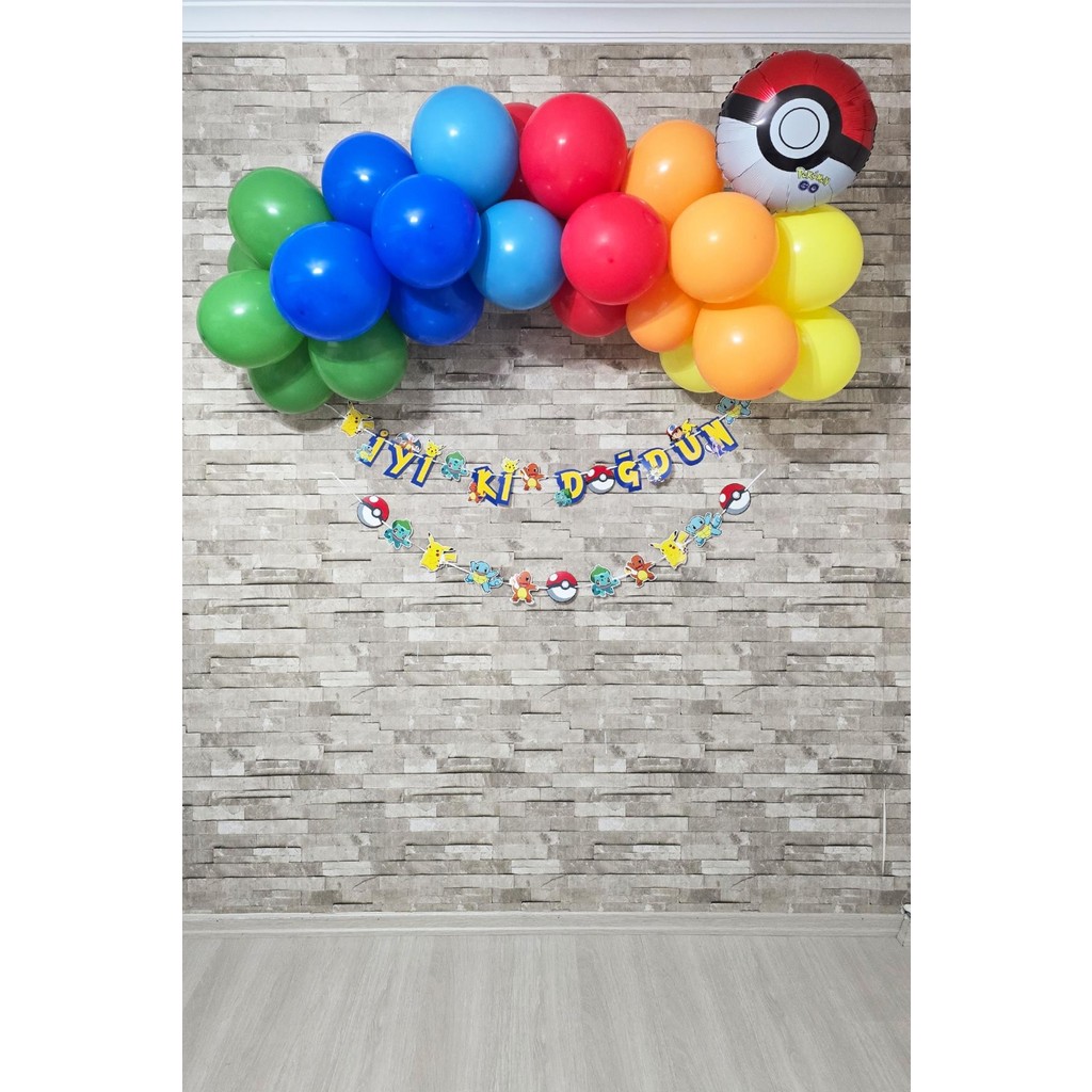 Pekshop Pokemon Konsept Doğum Günü Balon Zinciri Seti 2 Bannerlı Doğum Günü Seti Diğer Fiyatı