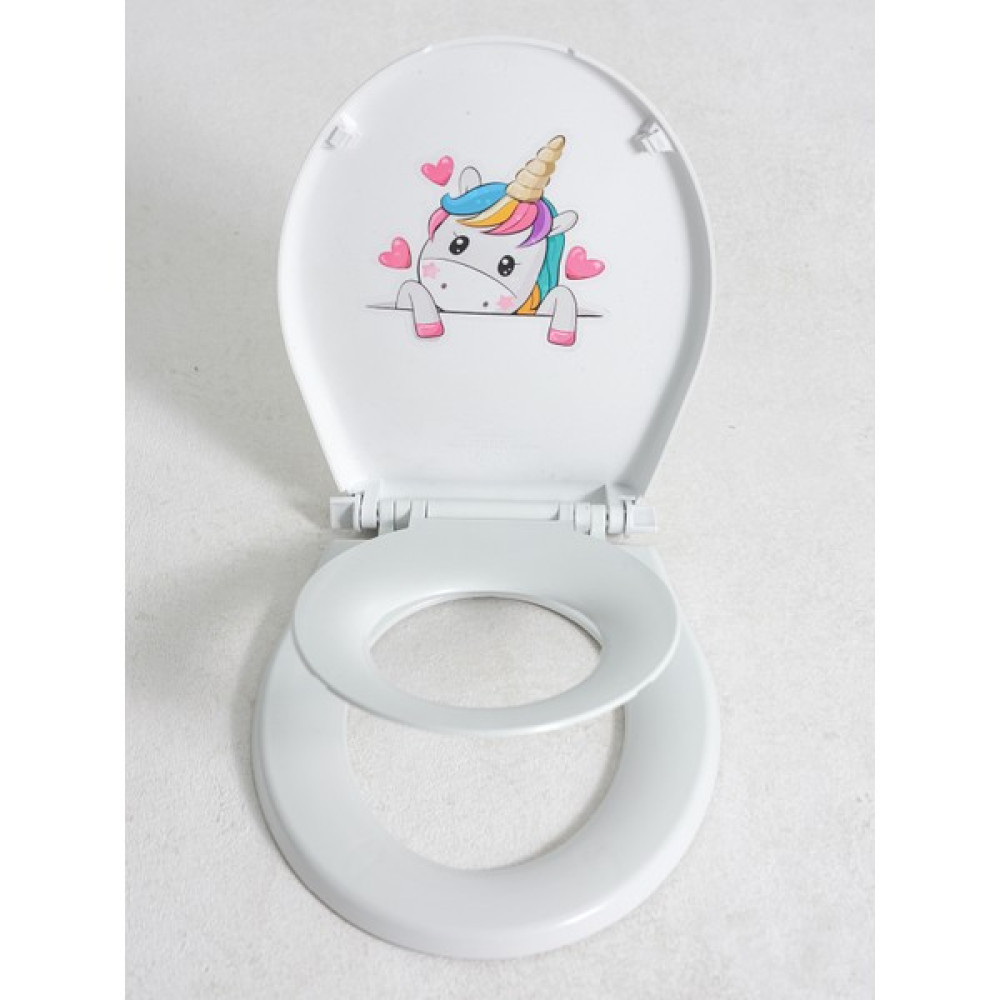 Pekso Unicorn Stickerli Çocuk Adaptörlü Çift Kullanımlı Klozet Kapağı Klozet Kapağı Fiyatı