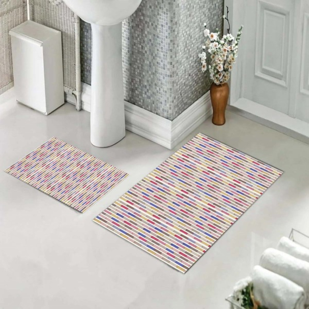 Pelangi Banyo Halısı Ikili Klozet Takımı Kaymaz Tabanlı (60 cm x 100 cm + 40 cm x 60 Cm) - 190 cm x 100 cm + 40 cm x 60 cm Klozet Takımı Fiyatı