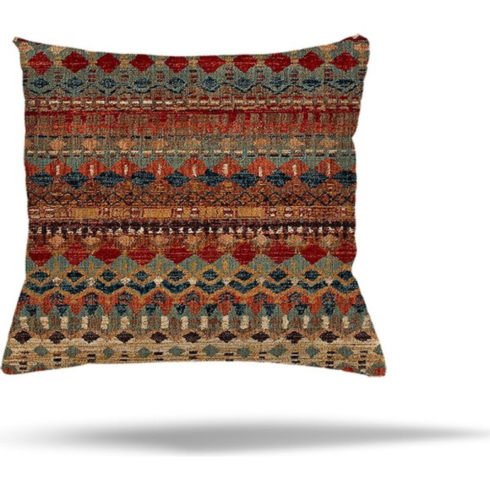 Pelangi Patchwork Çiçek Desen Etnik Gizli Fermuarlı Yastık Kılıfı Kırlent Kılıfı Koltuk Yastık Kılıfı - 45 x 45 cm - Antrasit Kırlent / Mobilya Yastığı Fiyatı