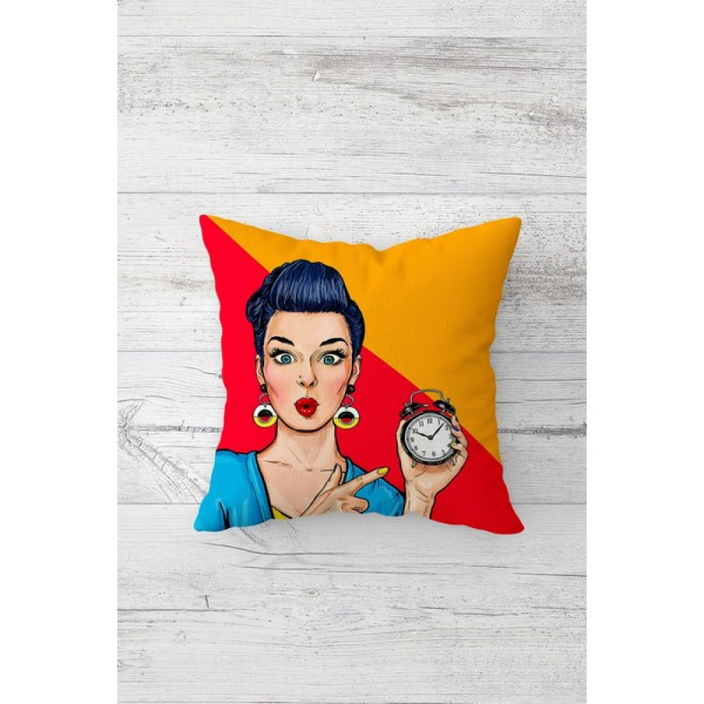 Pelangi Retro Desenli Çift Tarafı Baskılı Gizli Fermuarlı Yastık Kılıfı Kırlent Koltuk Yastık Kılıfı - 45 x 45 cm - Hardal Kırlent / Mobilya Yastığı Fiyatı