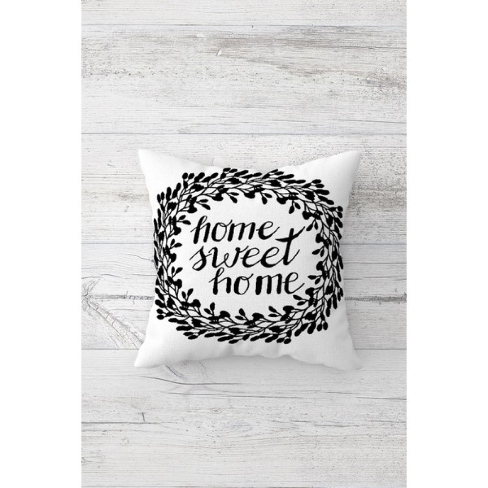 Pelangi Siyah Beyaz Home Sweet Home Çift Tarafı Baskılı Gizli Fermuarlı Yastık Kılıfı Kırlent Yastık Kılıfı - 45 x 45 cm Kırlent / Mobilya Yastığı Fiyatı