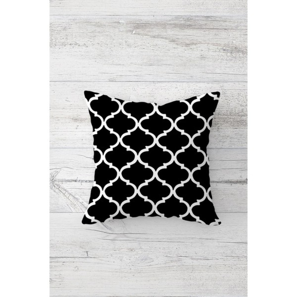 Pelangi Siyah Beyaz Ogea Çift Tarafı Baskılı Gizli Fermuarlı Yastık Kılıfı Kırlent Koltuk Yastık Kılıfı - 45 x 45 cm - Renkli Kırlent / Mobilya Yastığı Fiyatı