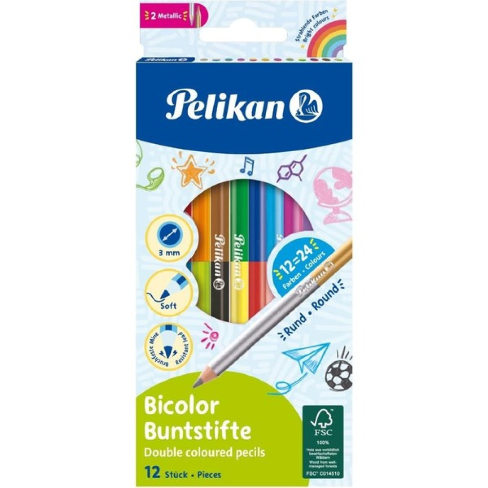 Pelikan Çift Uçlu Kuru Boya Kalemi (12 Kalem=24 Renk) Kuru Boya Kalemi Fiyatı
