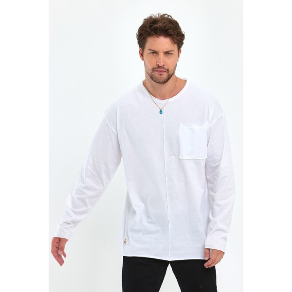 Pelitiss Uzun Kol Cepli Oversize Pis Kesim Detaylı Tişört Erkek T-shirt Fiyatı