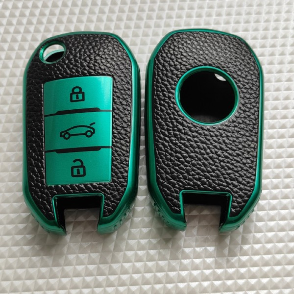 Pelitoto Peugeot 208 308 508 408 2008 3008 407 307 4008 Citroen C4 Süperlüx Anahtar Kılıfı - Yeşil Anahtarlık Fiyatı