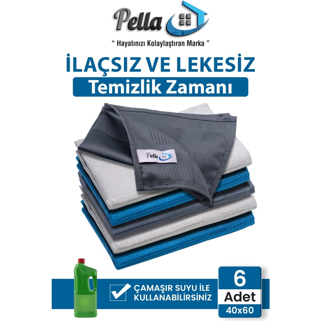 Pell By Erwa 6 Lı Mikrofiber Temizlik Bezi, Cam, Araba Silme Bezi, Mutfak, Fiber Temizleme Bezi, 40X60 cm Diğer Fiyatı