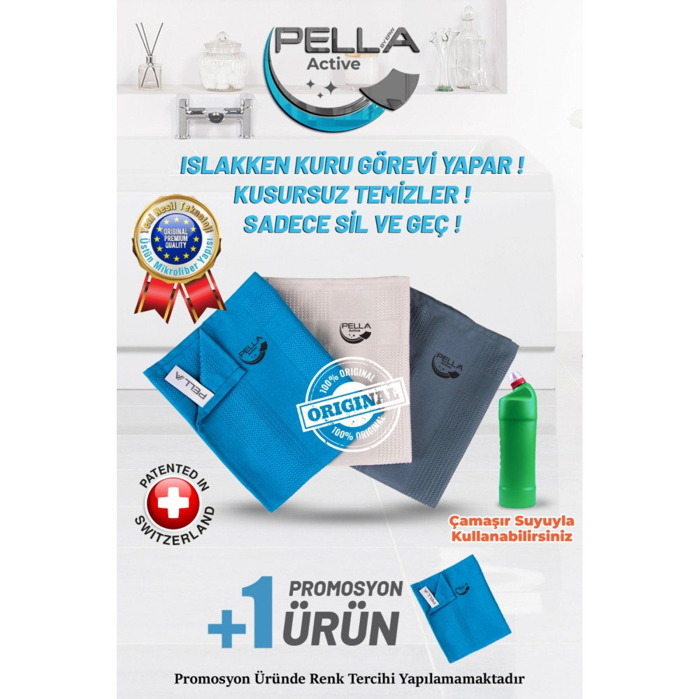 Pell By Erwa Pella Active Çamaşır Suyu İle Kullanılabilen Tek Mikrofiber Bez 3lü Temizlik Bezi Temizlik Malzemeleri Fiyatı