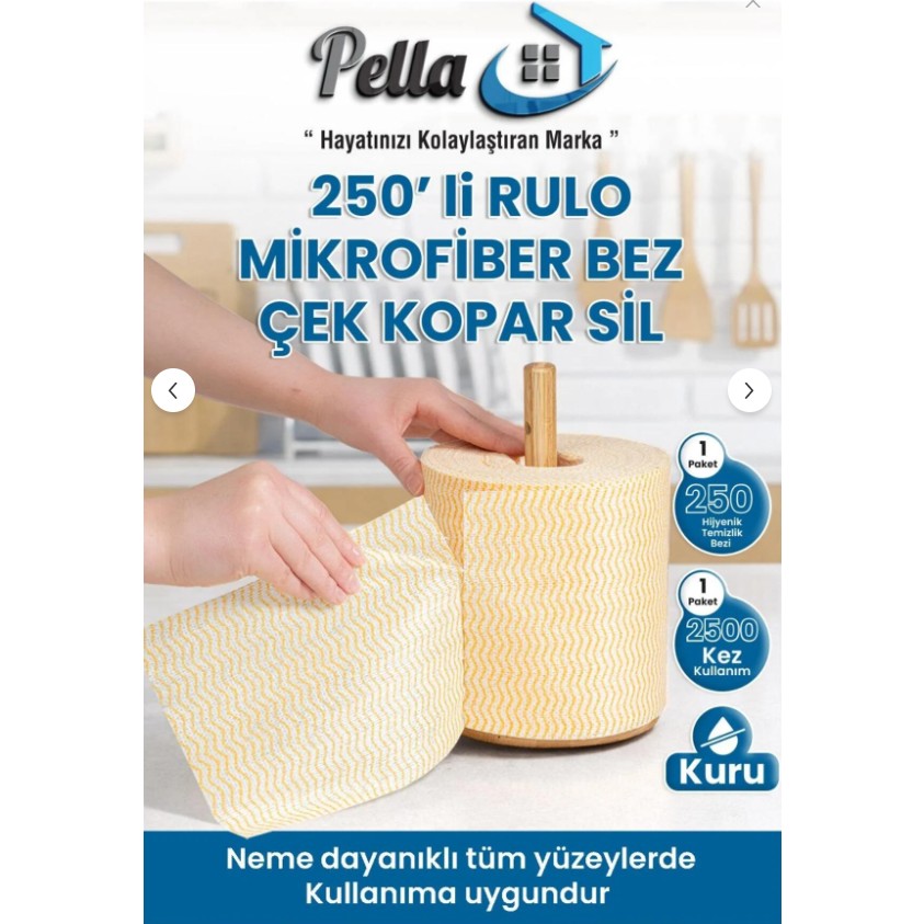 Pell By Erwa Yüzey Temizleme Havlusu, Hijyenik Temizlik Bezi, 250 Adet Diğer Fiyatı