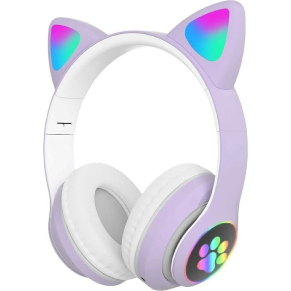 Pell Stn-28 Bluetooth Mikrofonlu LED Işıklı Hafıza Kartı Girişli Kulak Üstü Kedi Kulaklık - Mor Kulak Üstü Kulaklık Fiyatı