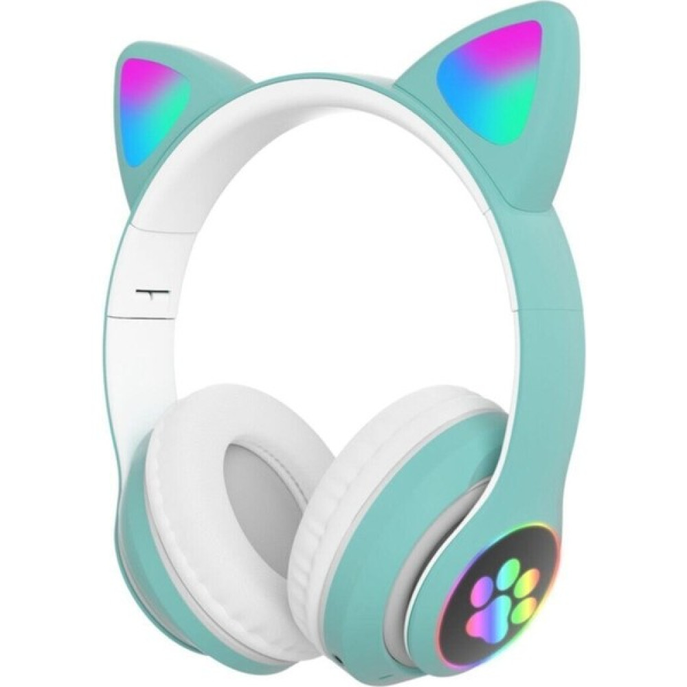 Pell Stn-28 Bluetooth Mikrofonlu LED Işıklı Hafıza Kartı Girişli Kulak Üstü Kedi Kulaklık - Yeşil Kulak Üstü Kulaklık Fiyatı