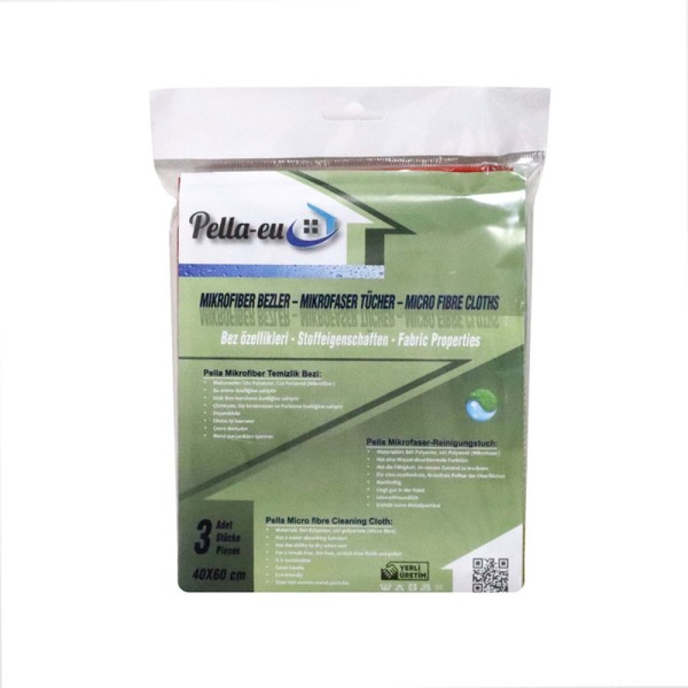 Pella Eu Mikrofiber Temizlik Bezi - 3'lü - Standart Temizlik Malzemeleri Fiyatı