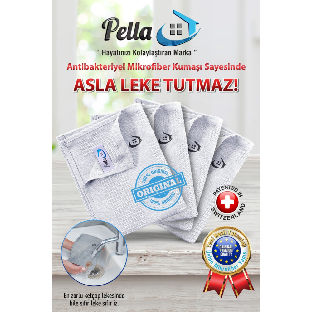 pella Fabrika Satış Mağazası-Orijinal 4lü Mikrofiber Temizlik Bezi-İthal Ürün-Atiye & Selçuk Türkal Temizlik Malzemeleri Fiyatı