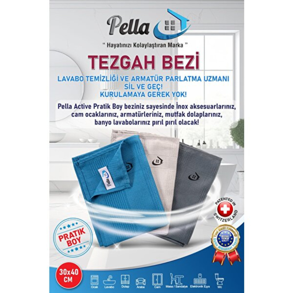 Pella İthal 3'lü Mikrofiber Temizlik Bezi, Cam, Araba Silme Bezi, Mutfak, Fiber Temizleme Bezi ( 30x40 ) Temizlik Malzemeleri Fiyatı