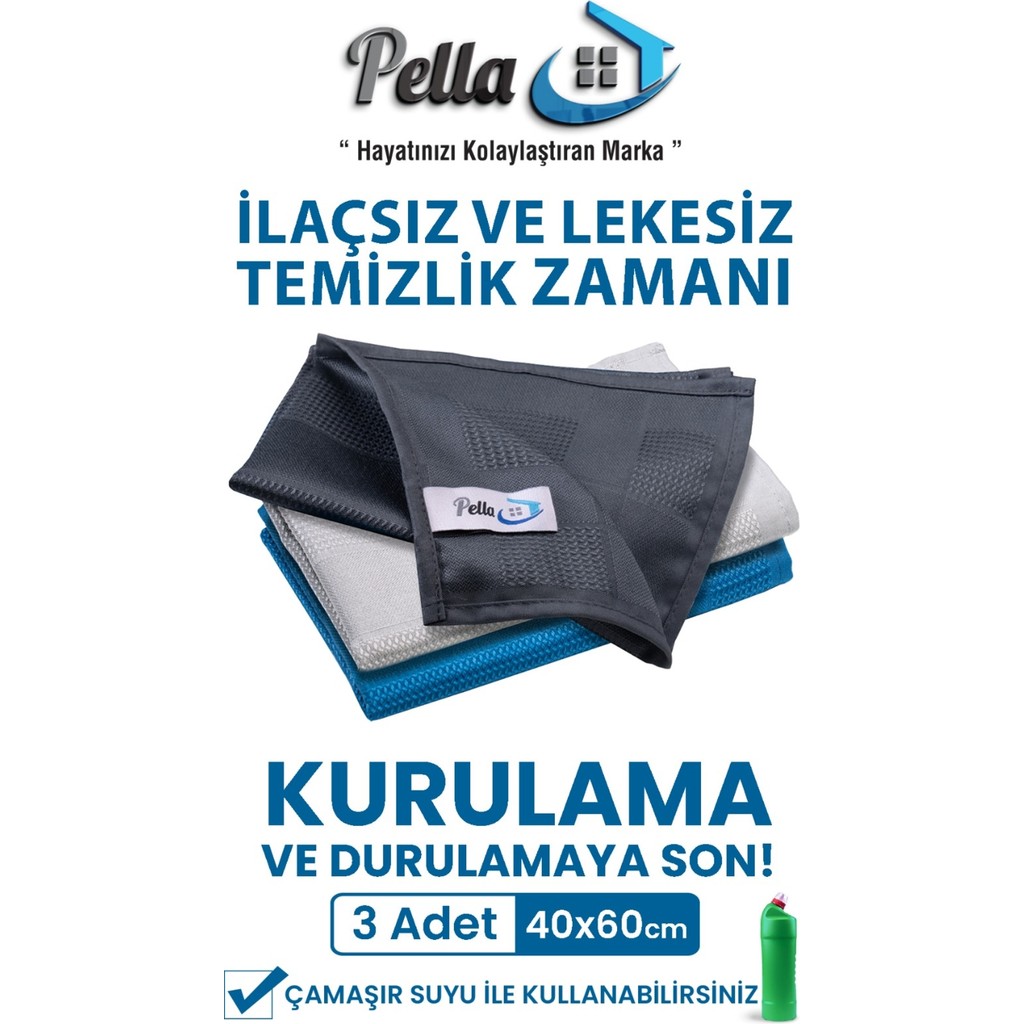 Pella Mikrofiber Active Bez 3'lü Temizlik Bezi, 60X40CM SSD / Solid State Drive Fiyatı