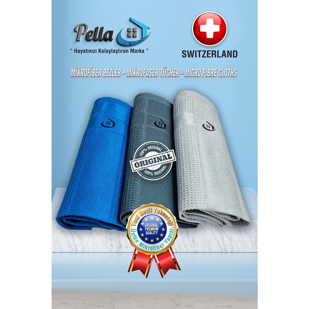 Pella Mikrofiber Temizlik Bezi 3'lü Hızlı Kuruma Özelliği ile Tüm Yüzeylerde Kullanım için Uygun Deterjan ve Temizlik Ürünleri Fiyatı