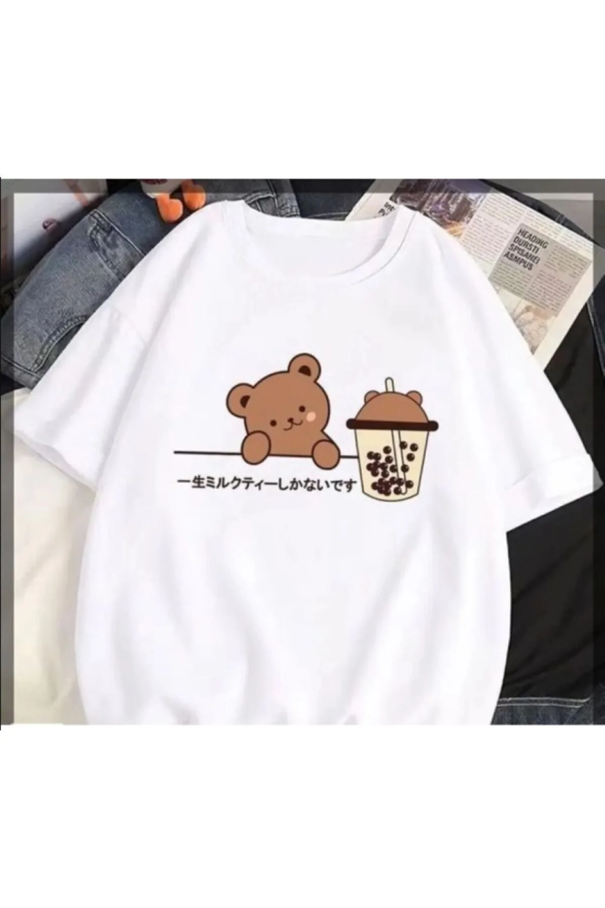 Pelna Çocuk Trend Model Beyaz Ayıcık Baskılı Pamuklu T Shirt 3-4 Yaş Beden" Bayan T-shirt Fiyatı