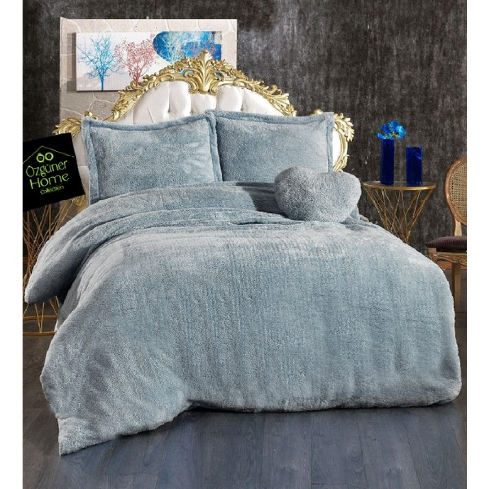 Peluş Çift Kişilik Nevresim Seti (%100 Yerli ) - 200 x 220 cm - Gri Nevresim Takımı Fiyatı