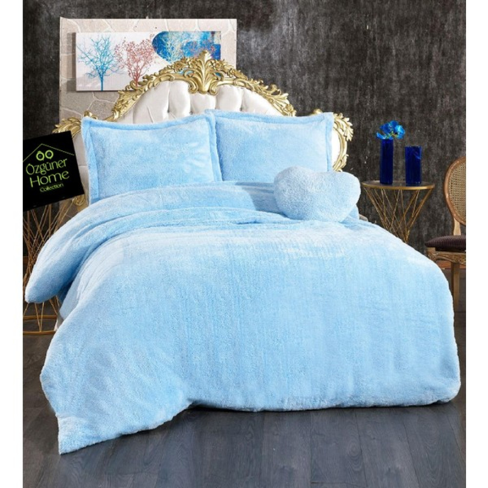 Peluş Çift Kişilik Nevresim Seti (%100 Yerli ) - 200 x 220 cm - Mavi Nevresim Takımı Fiyatı