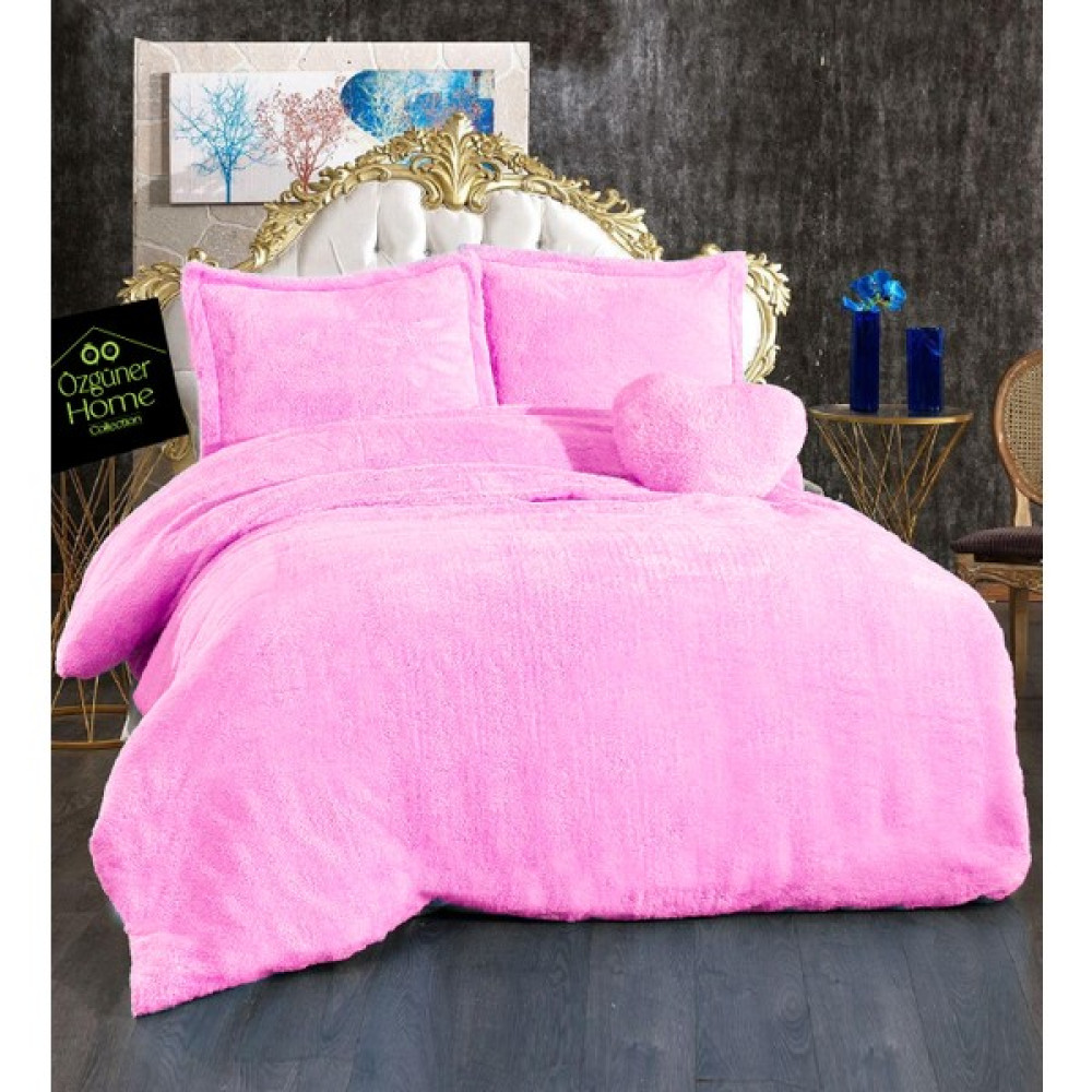 Peluş Çift Kişilik Nevresim Seti (%100 Yerli ) - 200 x 220 cm - Pembe Nevresim Takımı Fiyatı