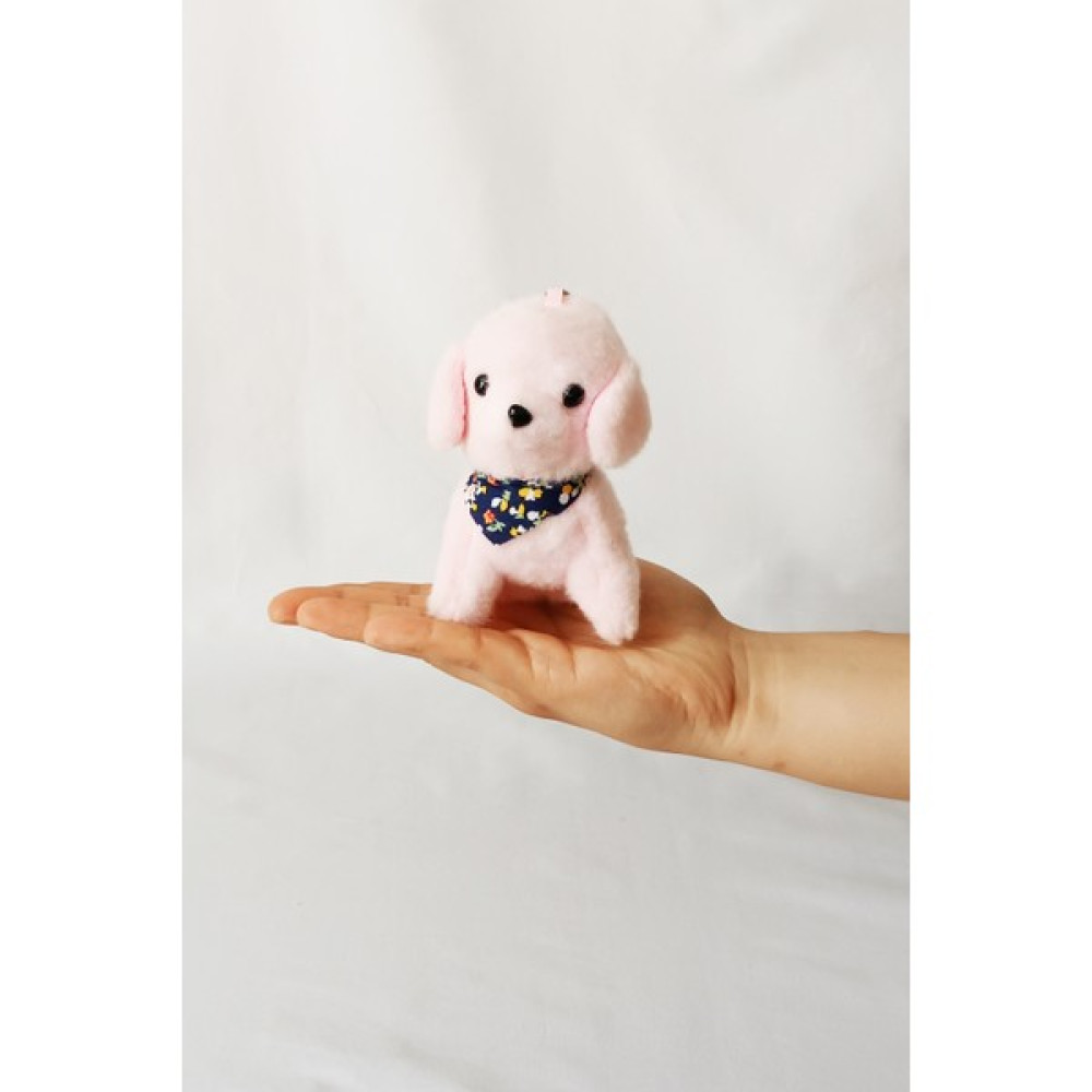 Peluş Köpekli Anahtarlık - 12 cm - Fularlı - Pembe - Doğum Günü Hediyesi - Çanta Süsü - Oyuncak - 07-Pembe Peluş Oyuncaklar Fiyatı