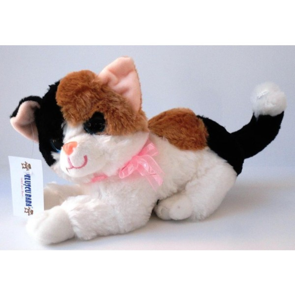 Peluşcu Baba 30 cm Sesli Kedi Renkli Gözlü Peluş Oyuncak Sağlıklı - Siyah - Beyaz Oto Boyaları Fiyatı
