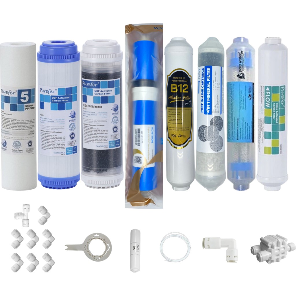 Pemax Water Solutions Purefer Açık Kasa Çift Karbonlu Sertifikalı 8li Vontron Helixfil Yüksek Tds Mebran Diğer Fiyatı