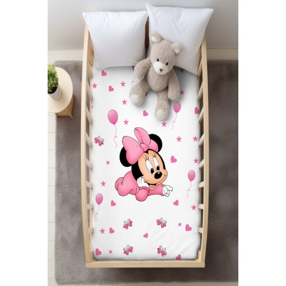 Pembe Bebek Fare Mini Beşik Bebek Nevresim Takımı 100X150 ( Çarşaflı ) - 100 x 150 cm - Renkli Bebek Nevresim Takımı Fiyatı