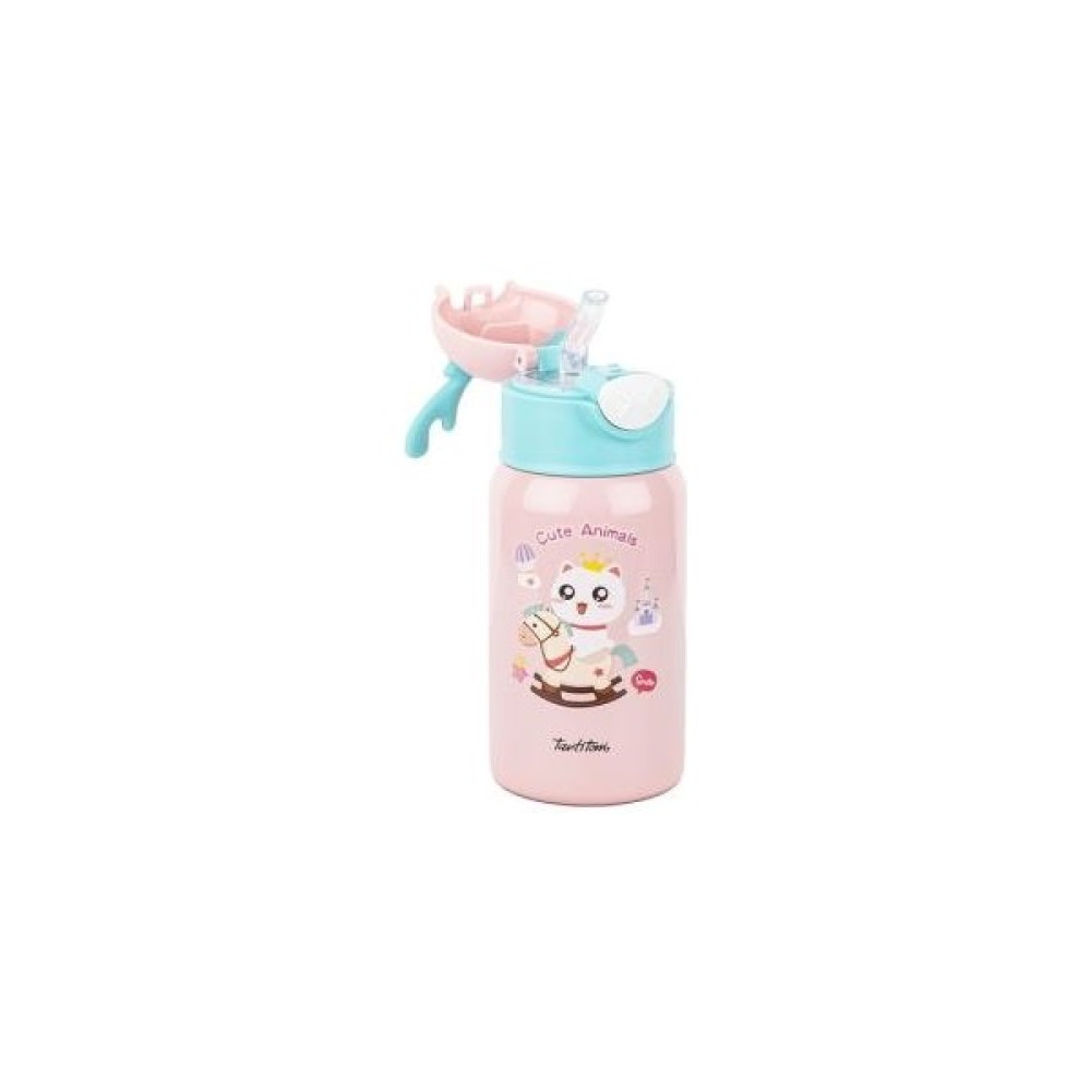 Pembe Kedi Desenli Paslanmaz Çelik Çocuk Termosu 400ML Kamp Mutfağı Fiyatı
