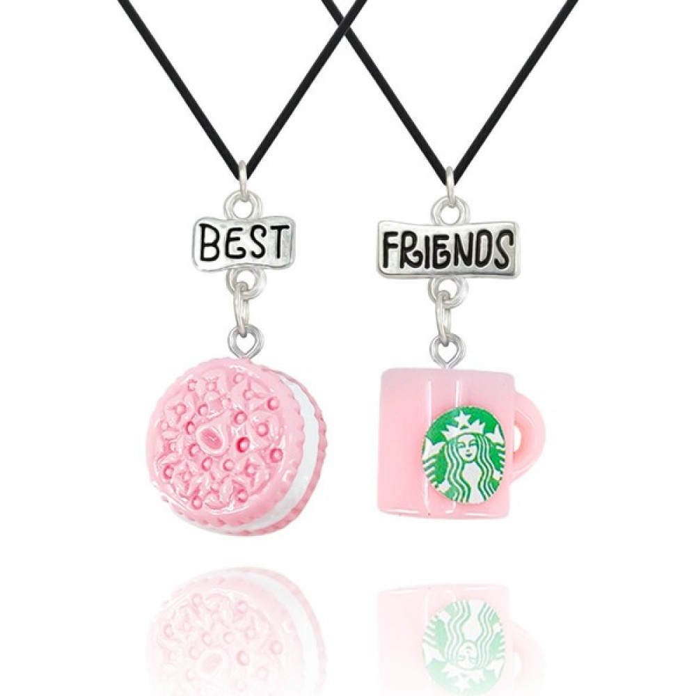 Pembe Makaron ve Starbuck 2'li Arkadaşlık Kolyesi Bijuteri Kolye Fiyatı
