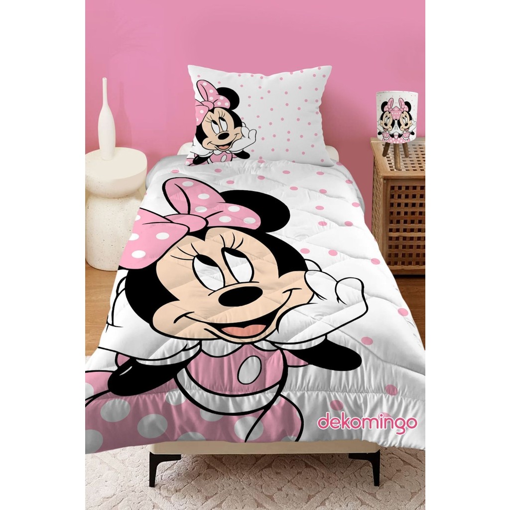 Pembe Mini Desenli Kapitone Çocuk Yorgan ve Yastık Kılıfı - 155 x 215 cm - Renkli Yastık Kılıfı Fiyatı