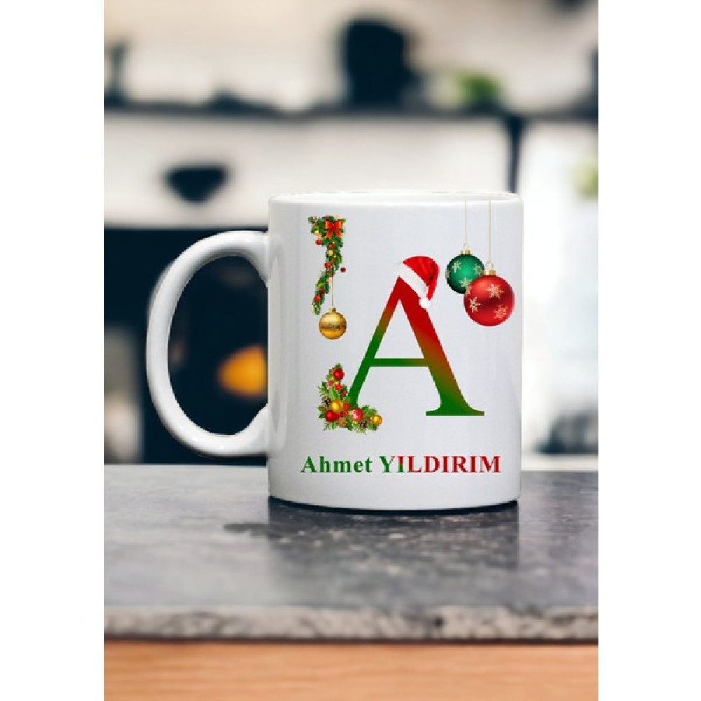 PembeCadde Yılbaşı Kişiye Özel Harf Baskılı Kupa Çay Kupası Kahve Kupası Kahve ve Çay Fincanı Mug - Beyaz Fincan / Bardak / Kahve Takımı Fiyatı