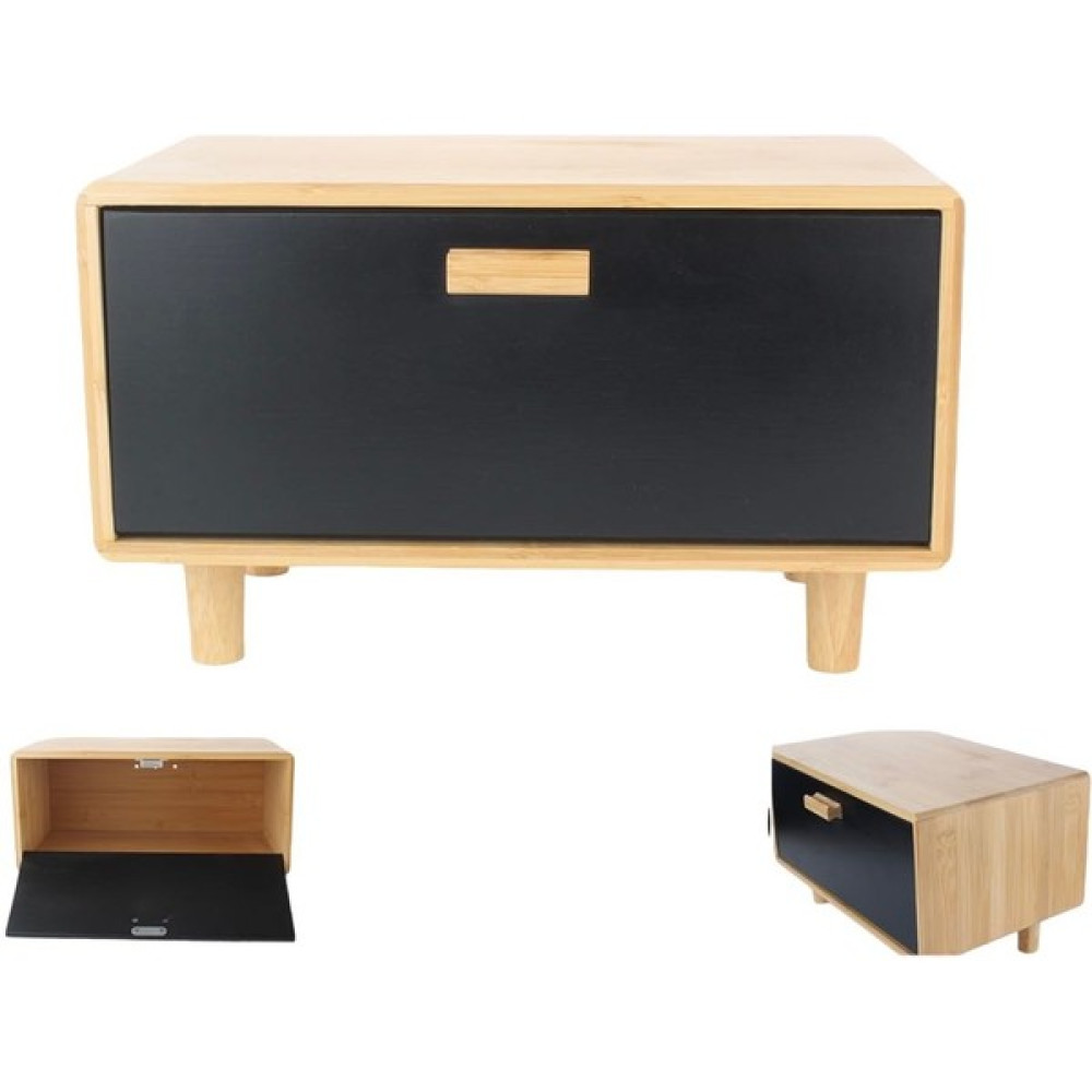 Pembeli Home Komple Saf Bambu Ayaklı Ekmek Dolabı 35X22X22CM - Siyah Mutfak Dolabı / Mobilyası Fiyatı