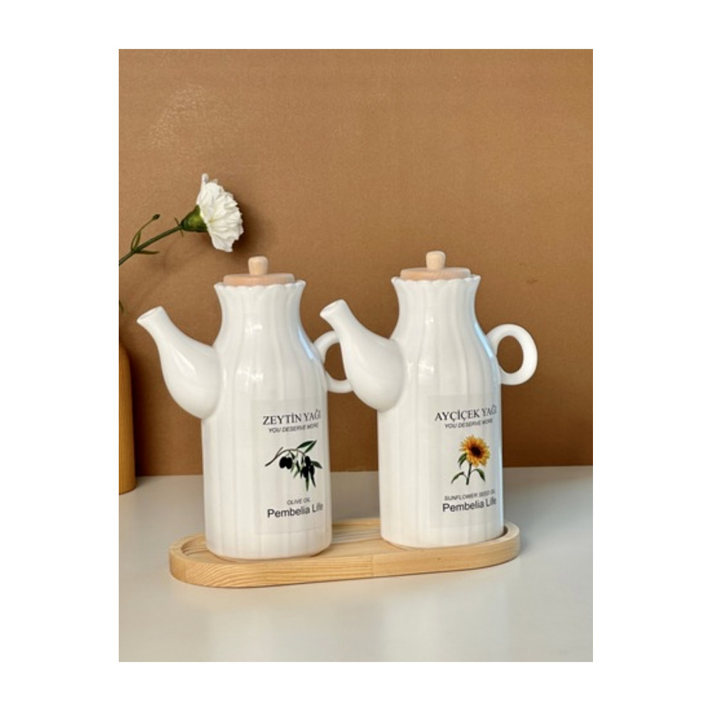 Pembelia Life 2 Adet 1 Lt Porselen Yağdanlık Ve Bambu Altlık Seti_Yağlık Sirkelik Her Biri 1000ml Mutfak Gereçleri Fiyatı