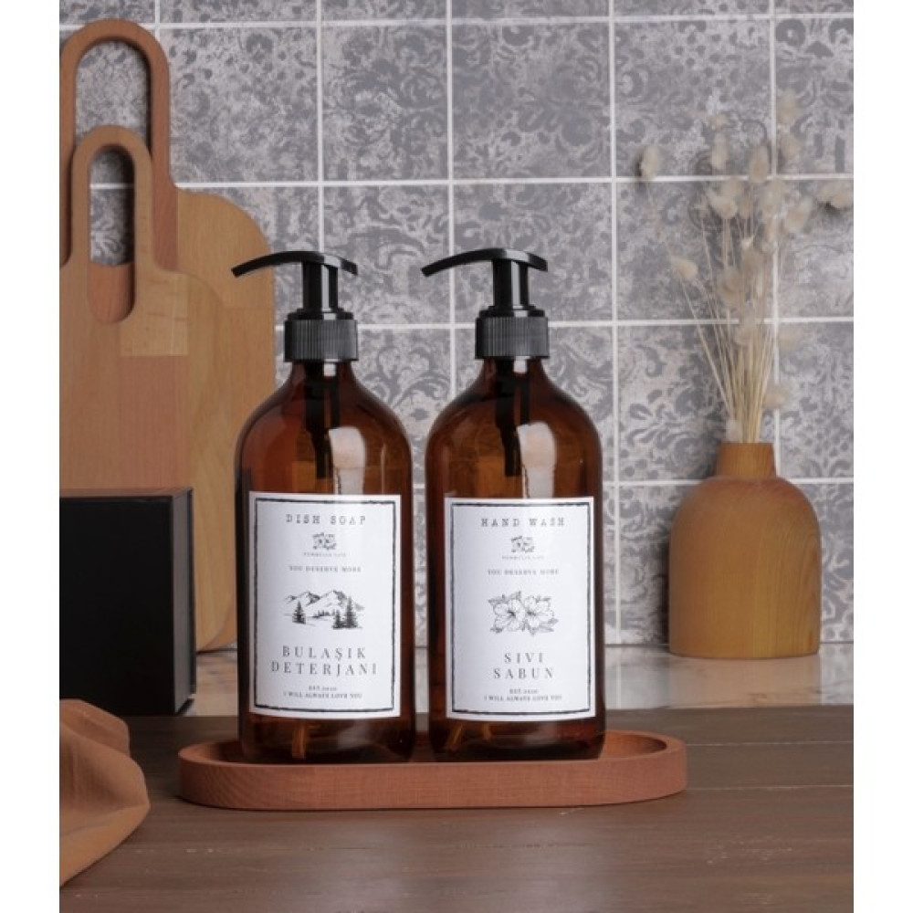 PEMBELİA LİFE 2'li 6 Parça Ahşap Standlı 2'li Amber Cam 750ML Yağlık 2'li 500ML Cam Amber Sabunluk Yağdanlık Mutfak Gereçleri Fiyatı