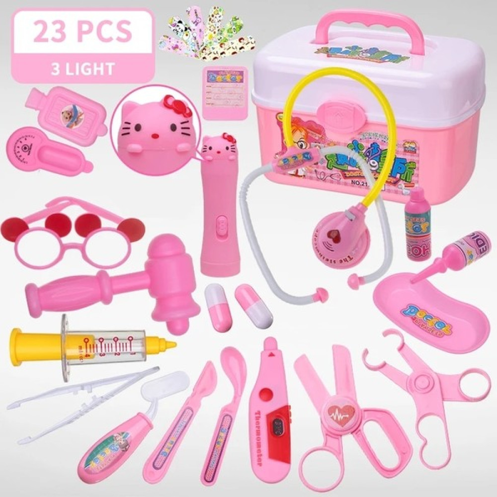 Pengfu Shop 23 Adet Pembe 3 Işık Stili Çocuk Doktor Bavul Hemşire Medica Malzemeleri Oyun Seti Çocuk Rol Oynamak Diş Hekimliği Stetoskop Kostüm Eği... Oyuncak Fiyatı