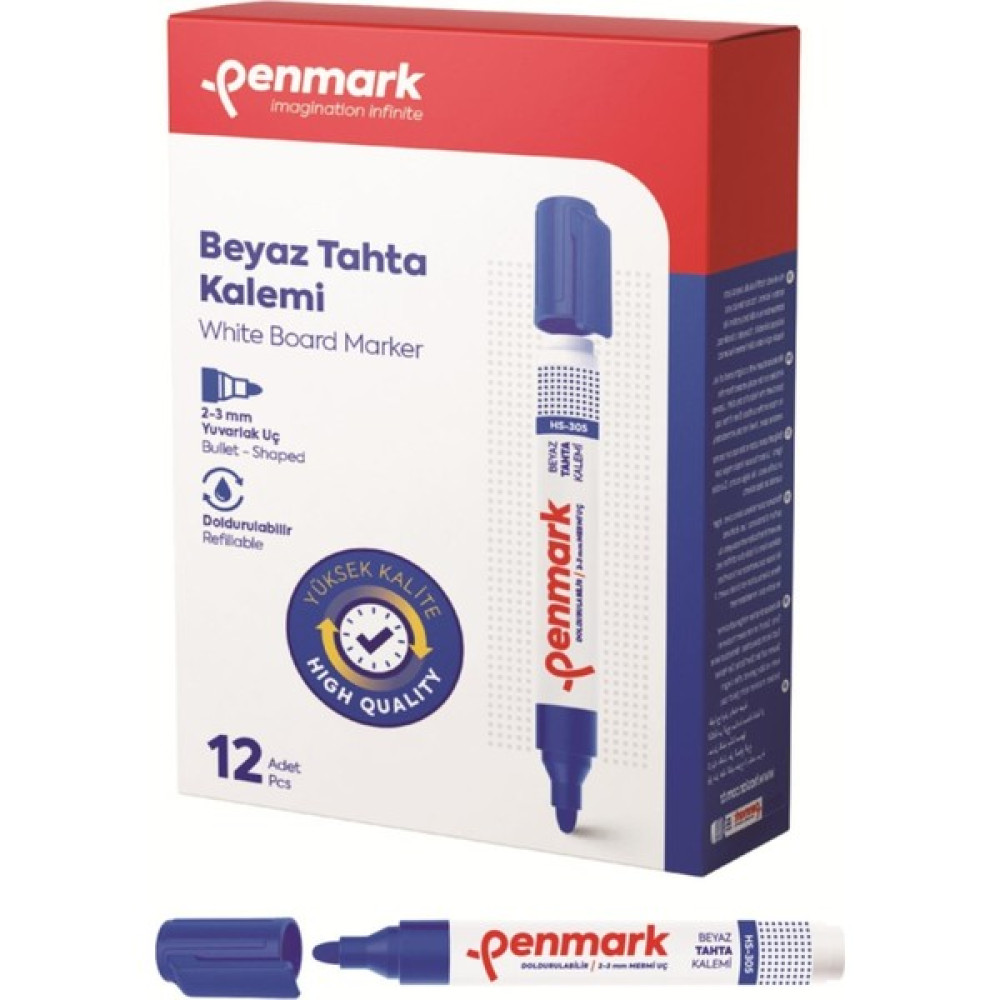 Penmark Beyaz Tahta Kalemi Mavi 12'li Yazı Tahtası Kalemi Fiyatı