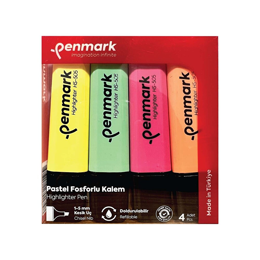 Penmark Fosforlu Kalem Pastel Renkler 4'lü Fosforlu Kalem Fiyatı