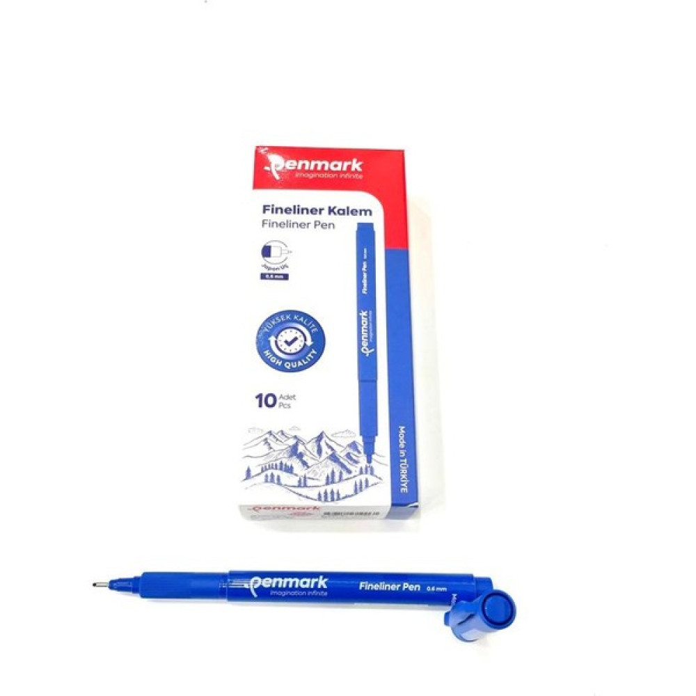Penmark Medıum Uç Yazı ve Imza Kalemi 0.6 mm 10'lu ( 1 Paket ) ( Mavi ) Keçe Uçlu Kalem Fiyatı