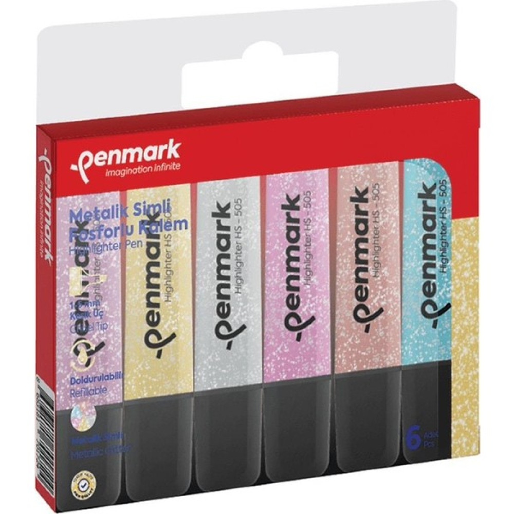Penmark Metalik Simli Fosforlu Kalem Seti 6 Renk Paketli Keçe Uçlu Kalem Fiyatı